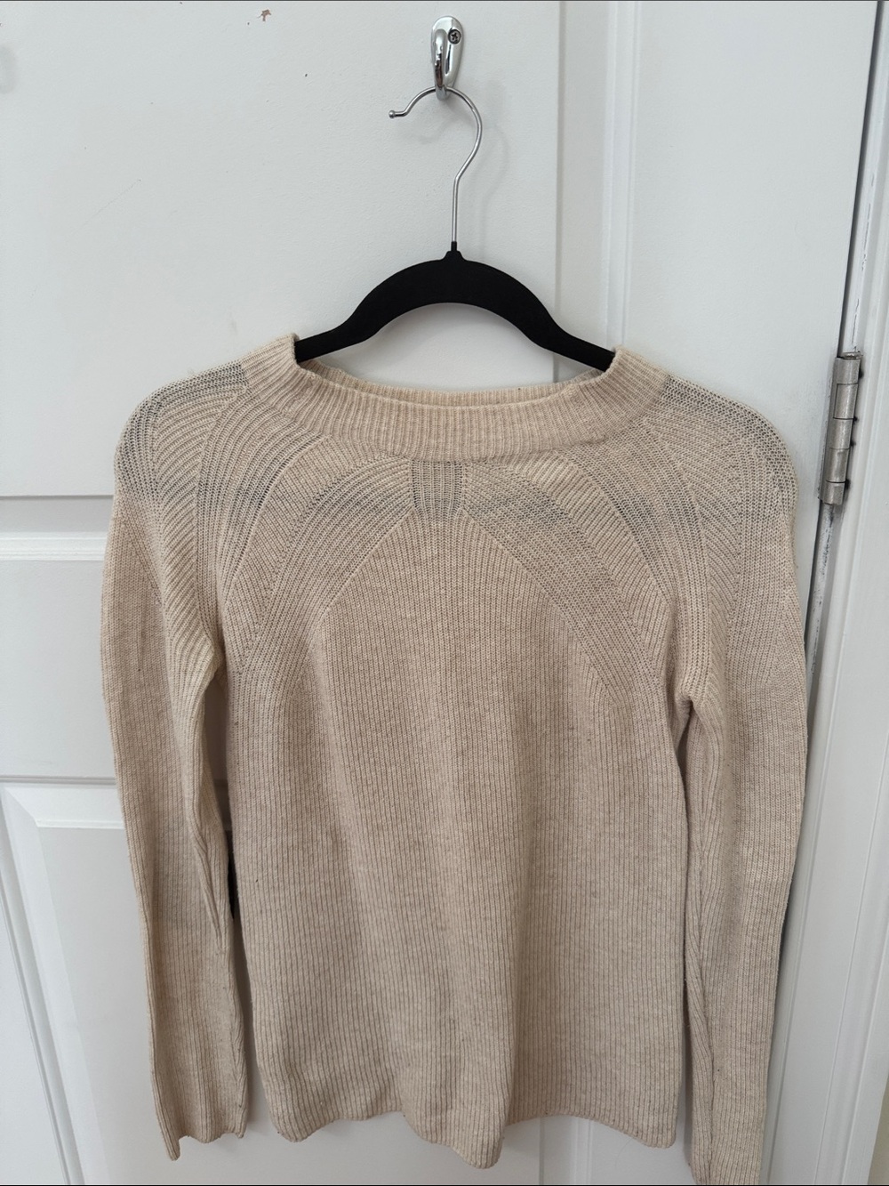 Zara Beige Ribbed Crew Neck Sweater